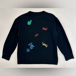 CAT & JACK FLEECE CREWNECK SWEATSHIRT WITH PATCHES 
SIZE: L (10-12)